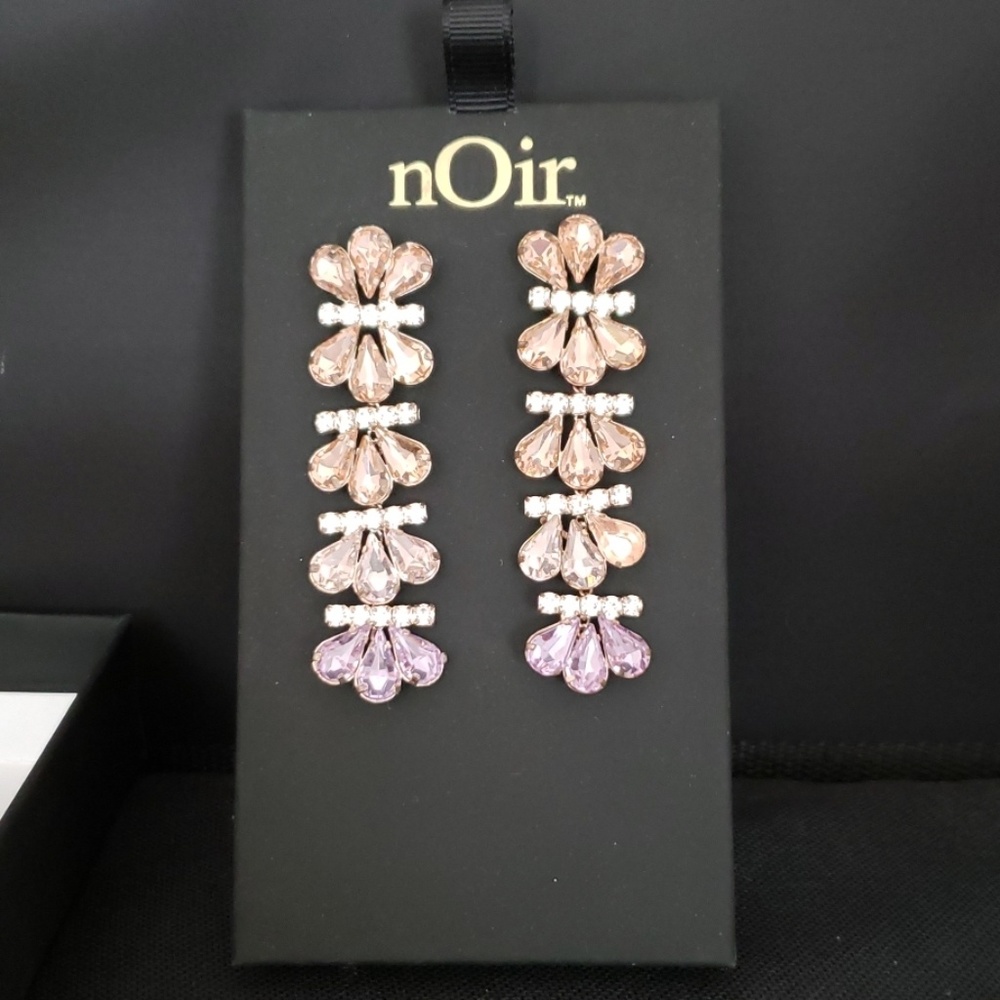 Noir dangle earrings pink purple crystal new